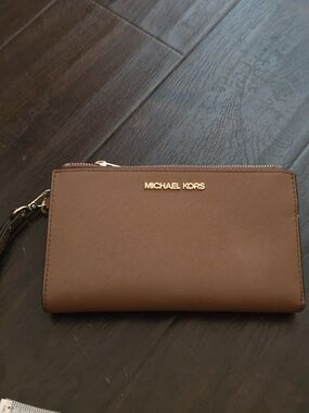 Michael Kors Brown Saffiano Leather Wristlet